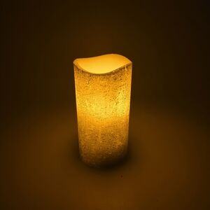 Silver Textured LED Flameless Candle 6" Battery Operated Flicker Light